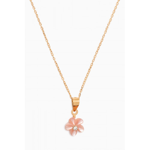 Baby Fitaihi - Floral Mother-of-Pearl Diamond Pendant in 18kt Yellow Gold