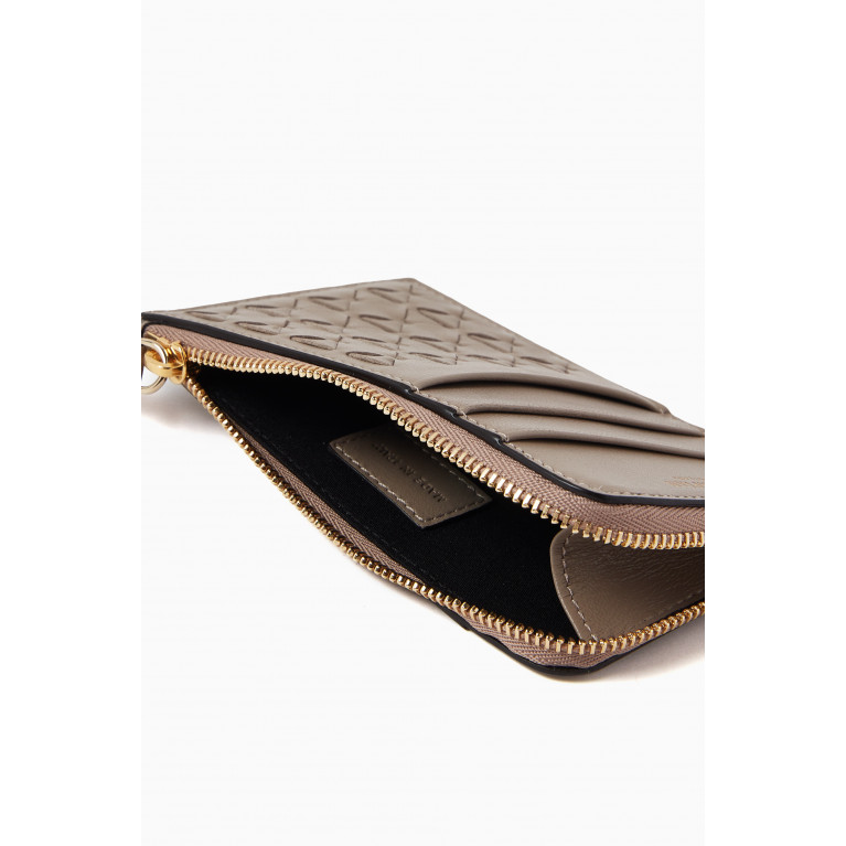 Serapian - Zip Card Case in Mosaico Leather Neutral