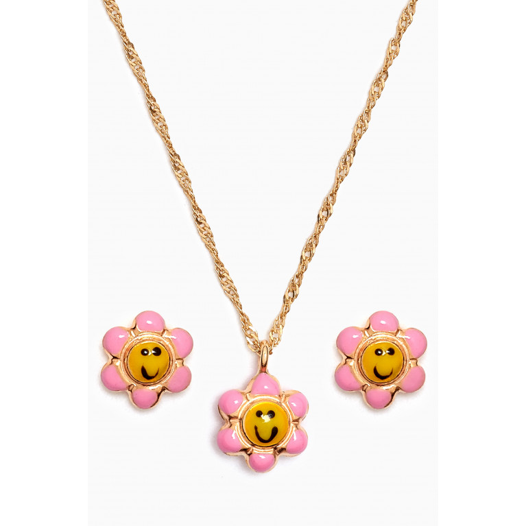 Baby Fitaihi - Happy Flower Enamel Set in 18kt Yellow Gold