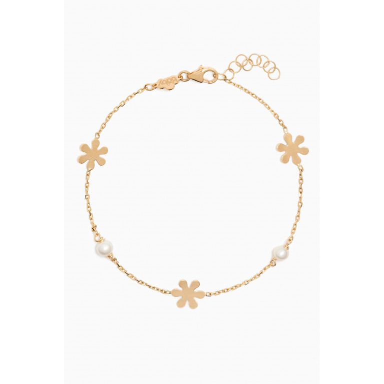 Baby Fitaihi - The Flowers & Pearls Bracelet in 18kt Yellow Gold