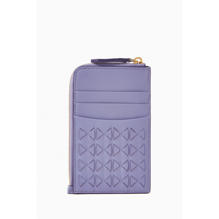 Serapian - Zip Card Case in Mosaico Leather Purple