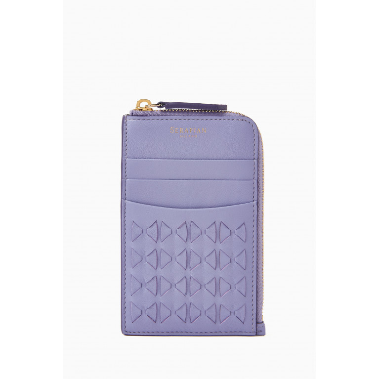 Serapian - Zip Card Case in Mosaico Leather Purple