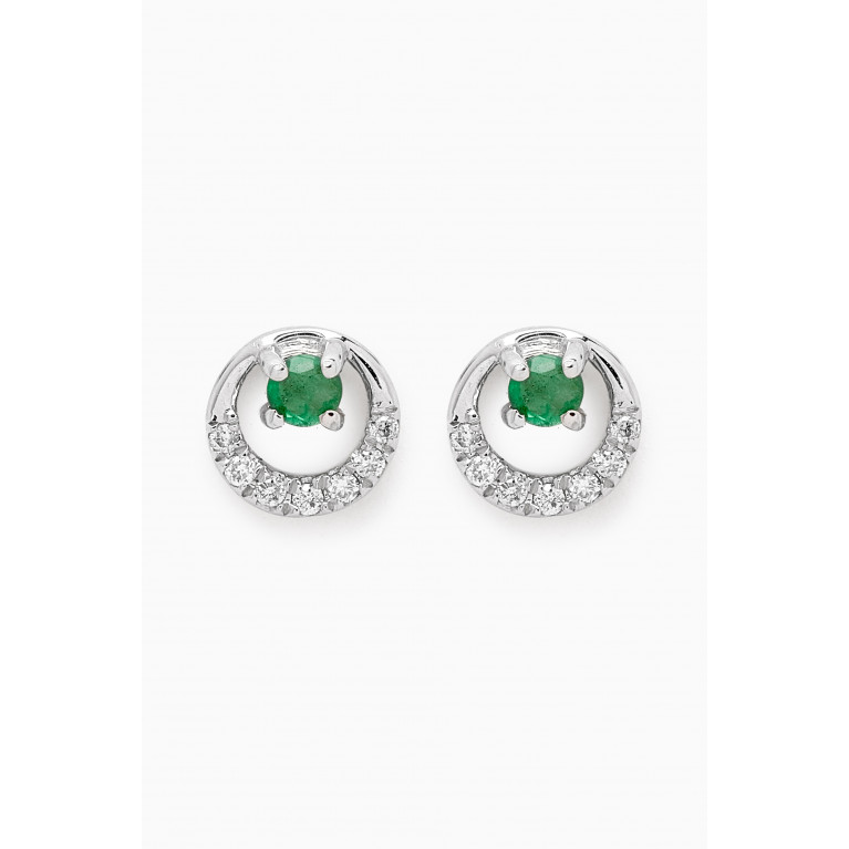 Baby Fitaihi - Classic Diamond Set with Emerald in 18kt White Gold