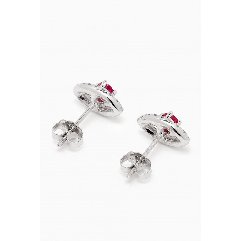 Baby Fitaihi - Diamond Earrings with Ruby in 18kt White Gold
