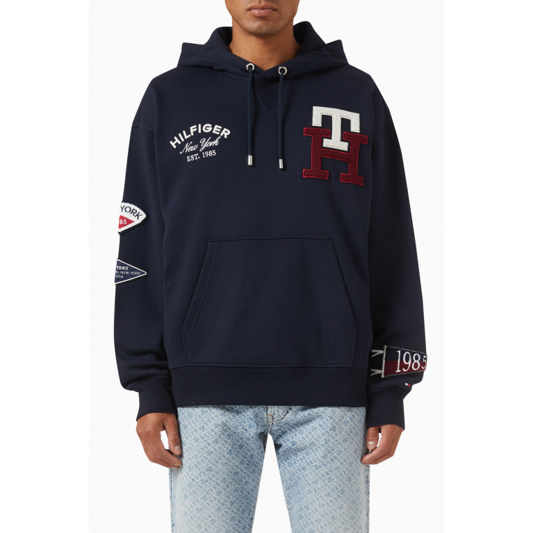 Tommy Hilfiger - Icons Multi Badge Back Logo Hoodie in Cotton Terry