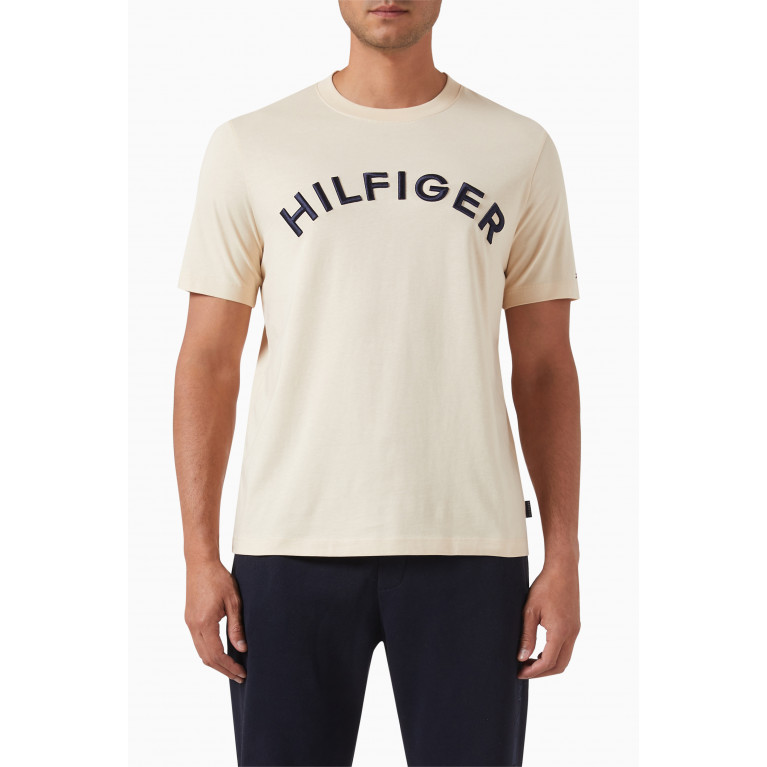 Tommy Hilfiger - Arched Logo-embroidered T-shirt in Cotton-jersey Neutral