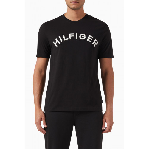 Tommy Hilfiger - Arched Logo-embroidered T-shirt in Cotton-jersey Black