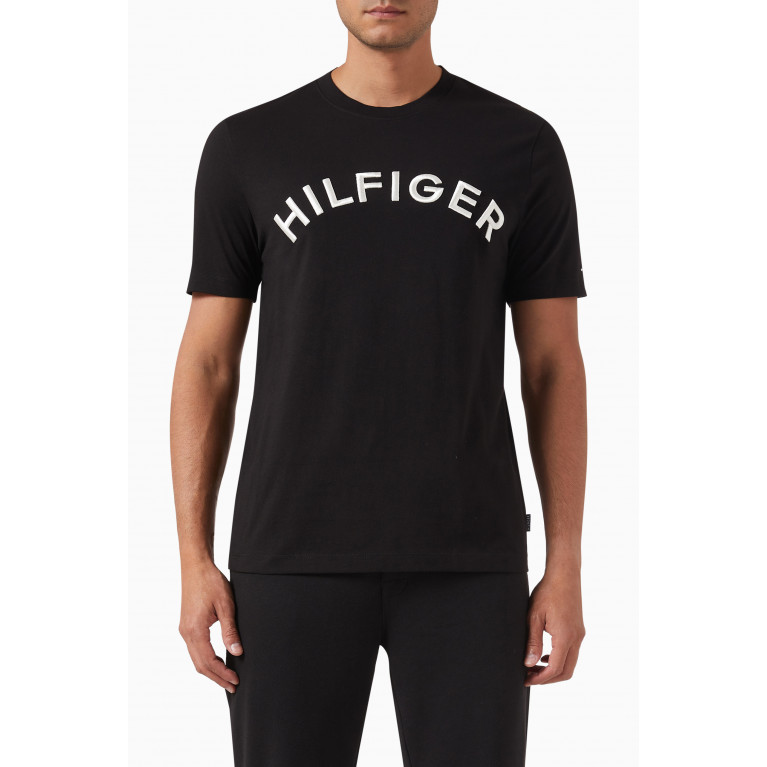 Tommy Hilfiger - Arched Logo-embroidered T-shirt in Cotton-jersey Black