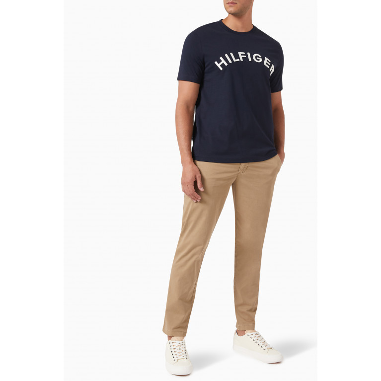 Tommy Hilfiger - Arched Logo-embroidered T-shirt in Cotton-jersey Blue