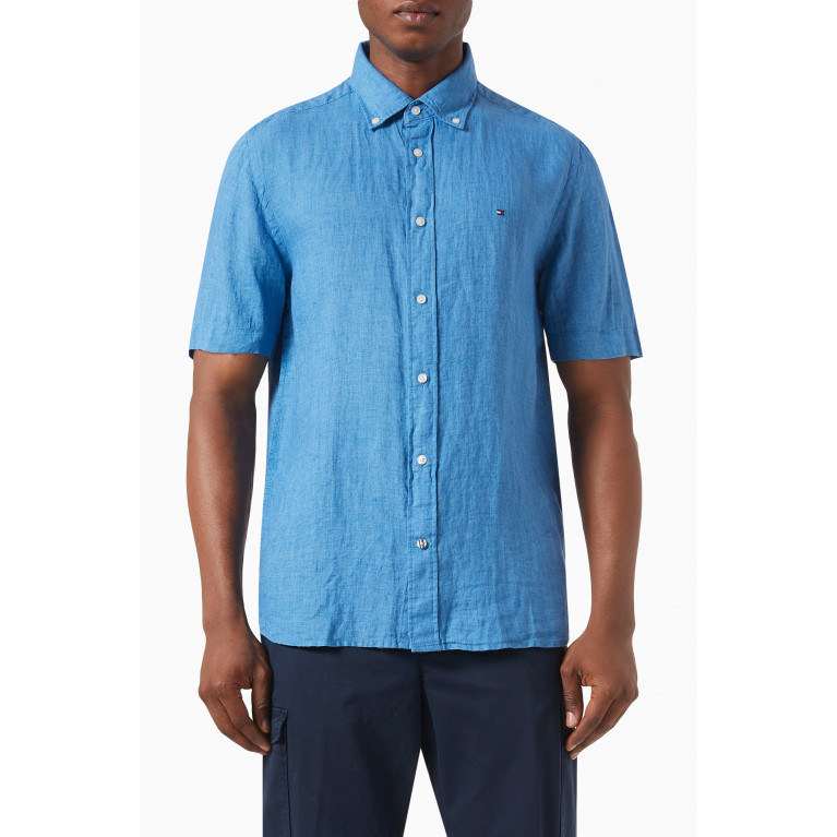 Tommy Hilfiger - Pigment-dyed Shirt in Linen Poplin Blue