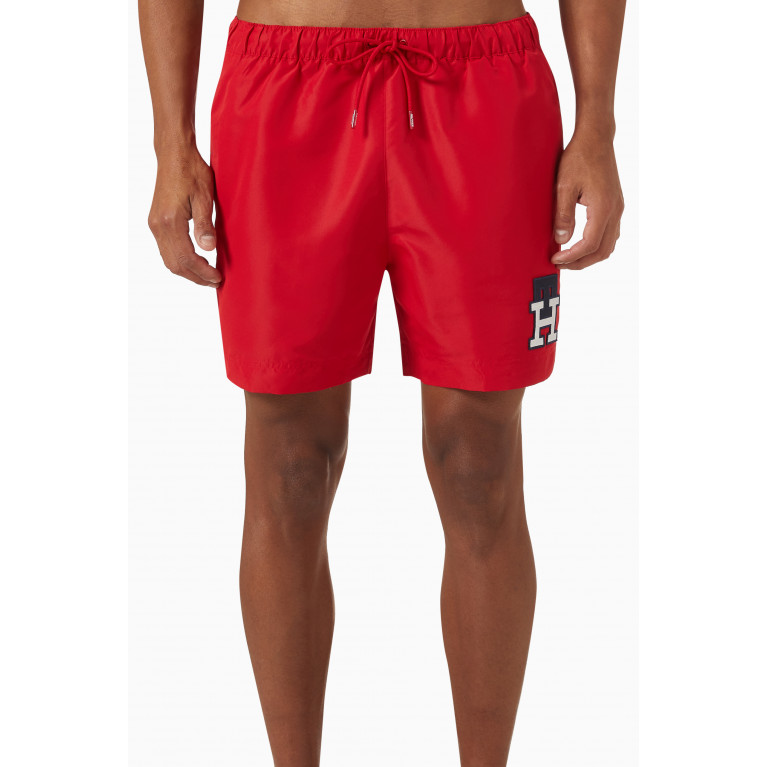 Tommy Hilfiger - TH Monogram Mid-length Swim Shorts Red