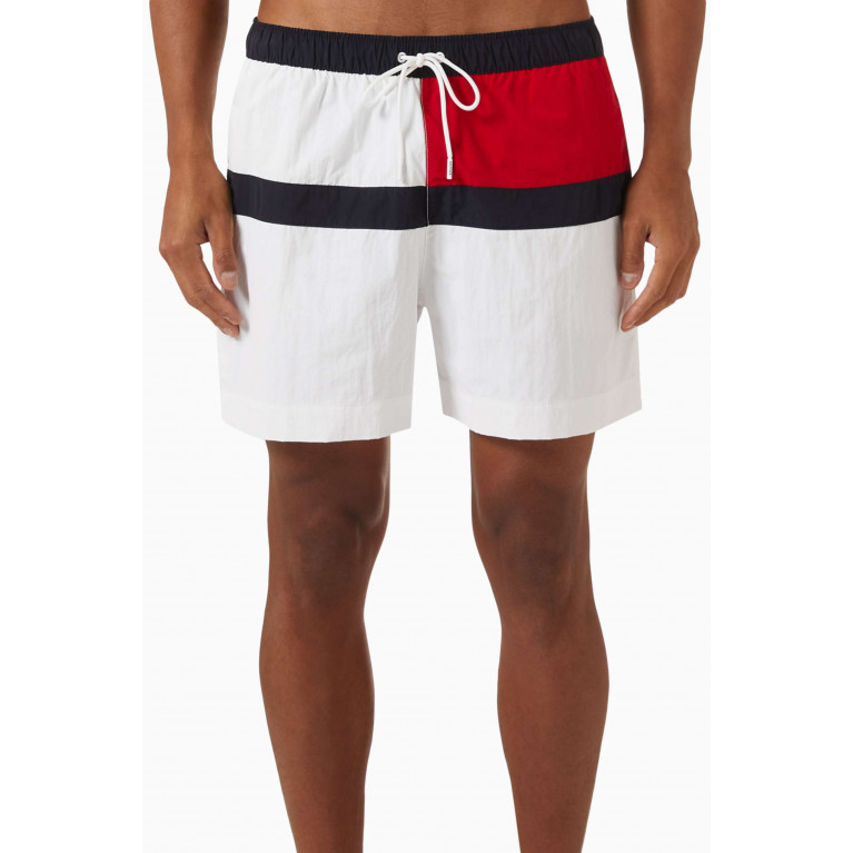 Tommy Hilfiger - Core Flag Mid-length Swim Shorts White