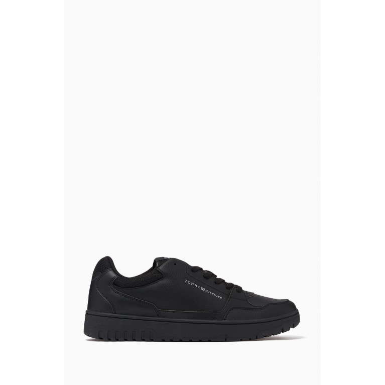Tommy Hilfiger - Logo Basketball Low-top Sneakers in Leather Black