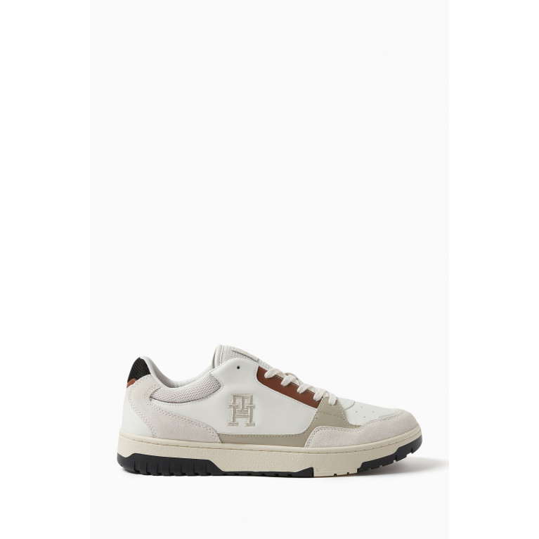 Tommy Hilfiger - Monogram Basketball Trainers in Mixed Materials White