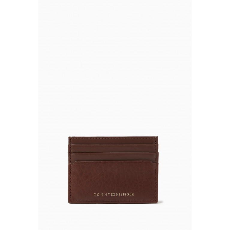 Tommy Hilfiger - TH Premium Logo Card Holder in Leather Brown