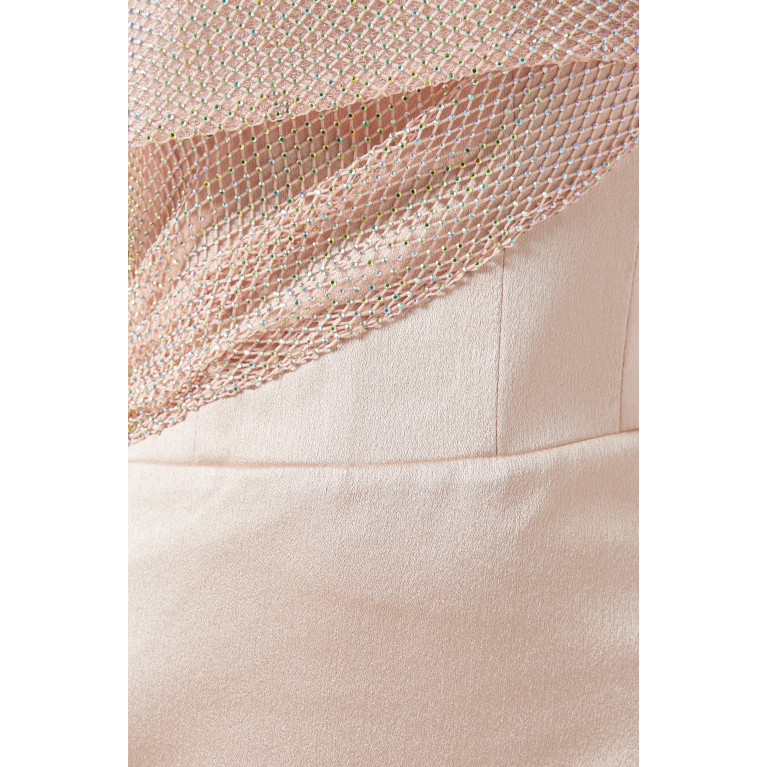 Tuvanam - Off-shoulder Gown in Mesh & Crepe
