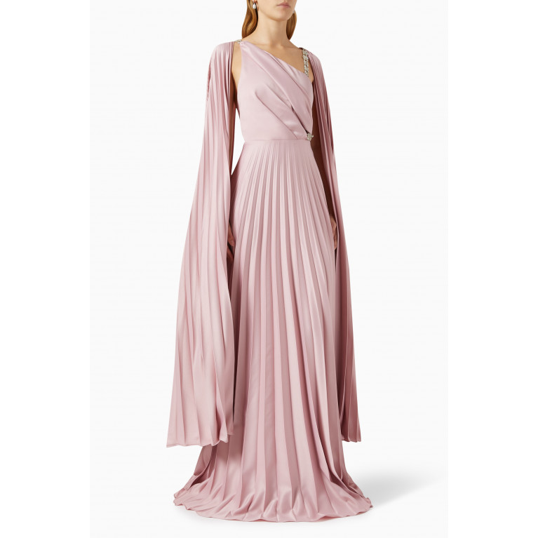 Tuvanam - Pleated Cape-sleeve Gown