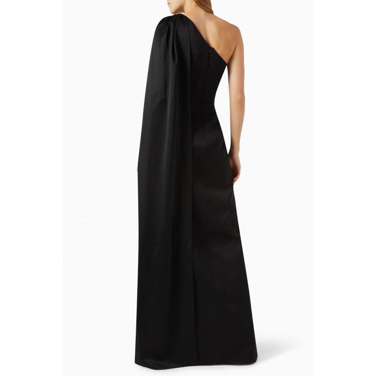 Tuvanam - One-shoulder Draped Gown in Satin-crepe