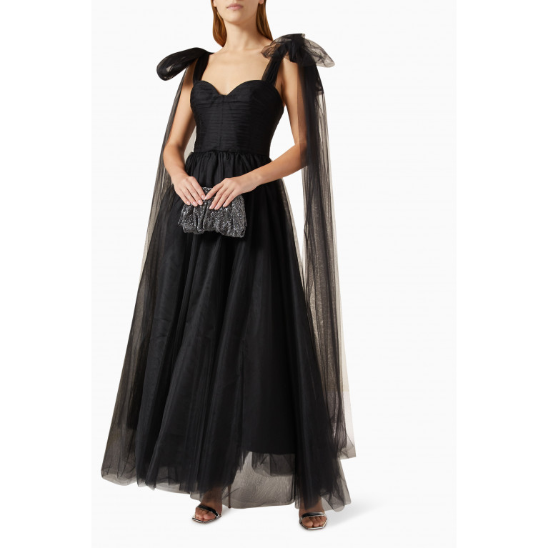 Tuvanam - Layered Shoulder-tie Gown in Tulle