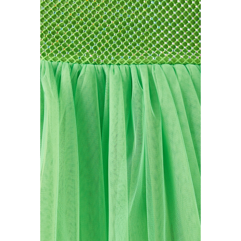 Tuvanam - Tiered Halterneck Gown in Mesh & Tulle