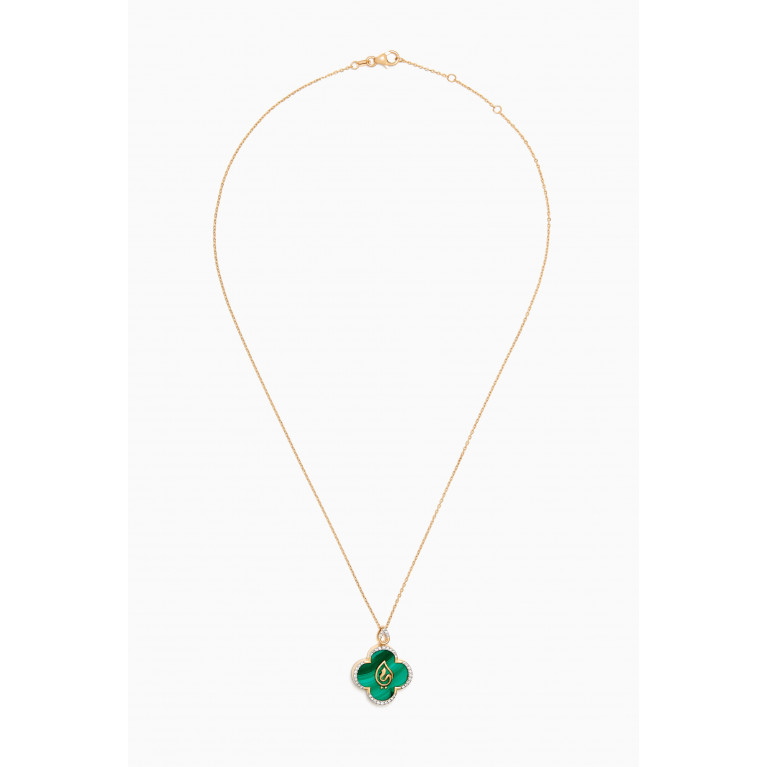 Damas - Ummi Necklace with Diamonds & Malachite in 18kt Yellow Gold