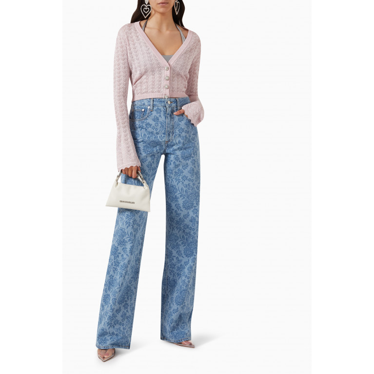 Alessandra Rich - Floral Wide-leg Jeans in Denim