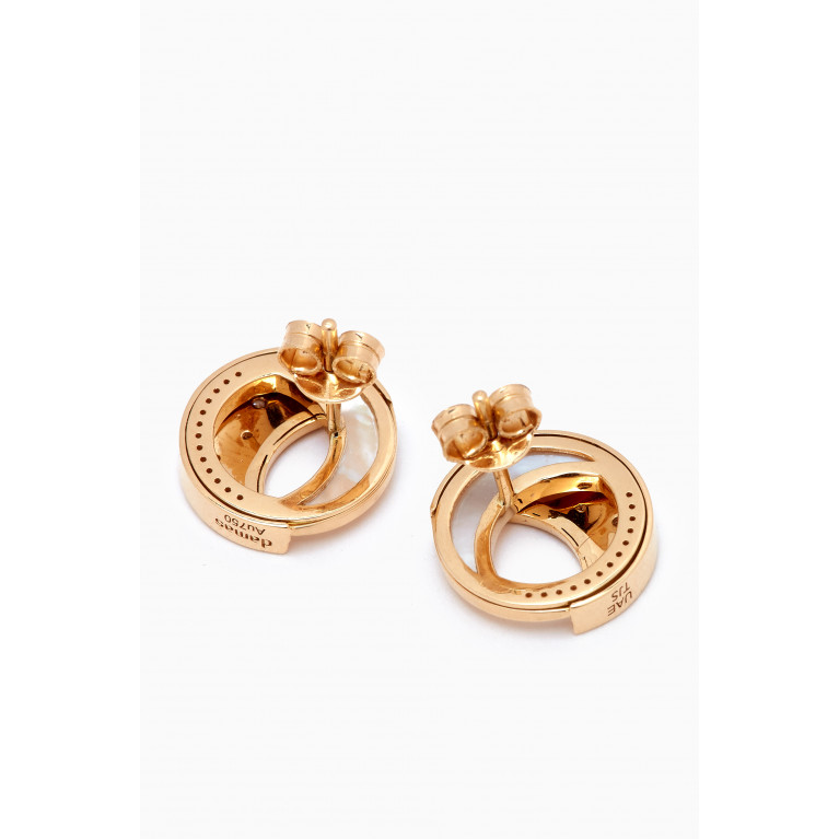 Damas - Qamar Starry Night Diamond & Mother of Pearl Earrings in 18kt Gold