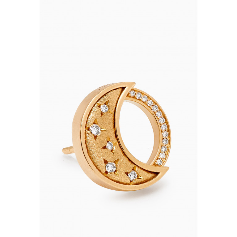 Damas - Qamar Starry Night Diamond & Mother of Pearl Earrings in 18kt Gold