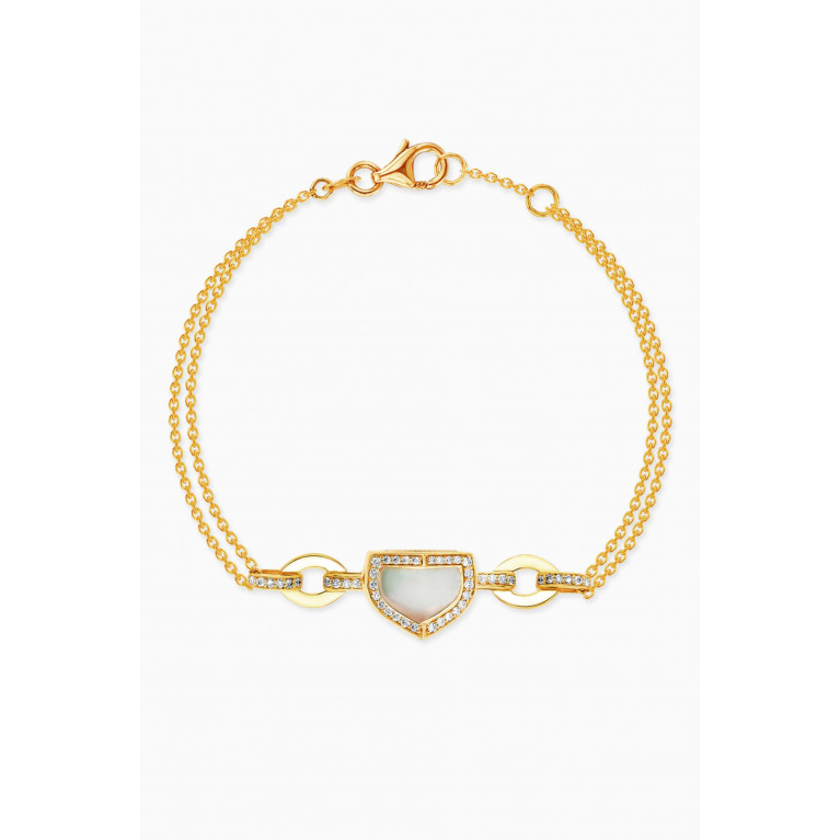 Damas - Dome Art Deco Diamond & Mother of Pearl Bracelet in 18kt Yellow Gold