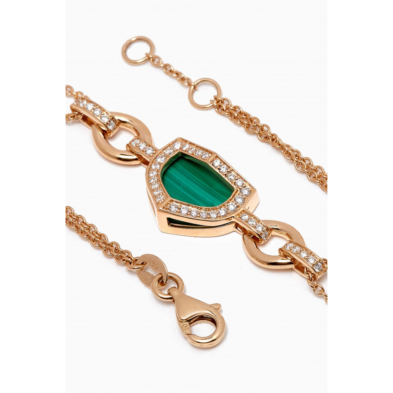 Damas - Dome Art Deco Diamond & Malachite Bracelet in 18kt Gold