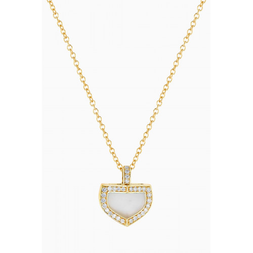 Damas - Dome Art Deco Diamond & Mother of Pearl Necklace in 18kt Yellow Gold
