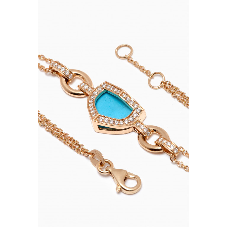 Damas - Dome Art Deco Diamond & Turquoise Bracelet in 18kt Gold