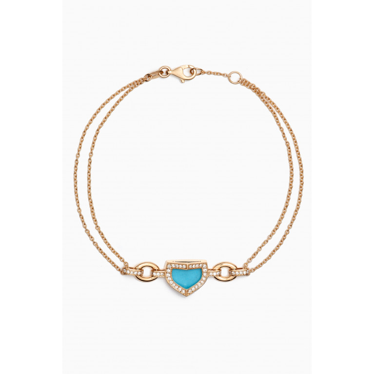 Damas - Dome Art Deco Diamond & Turquoise Bracelet in 18kt Gold