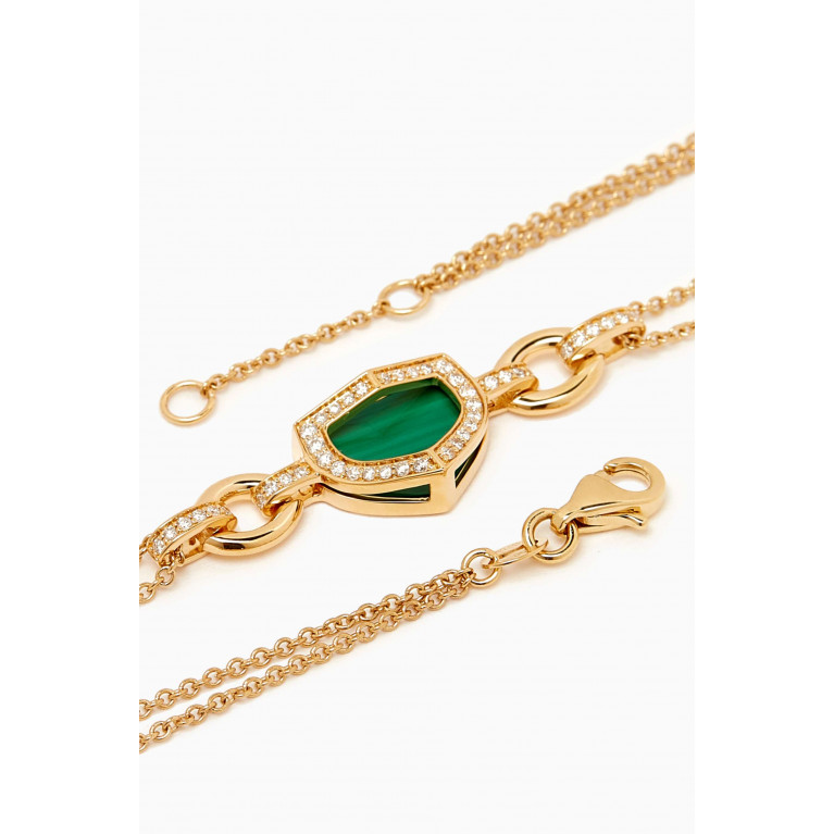 Damas - Dome Art Deco Diamond & Malachite Bracelet in 18kt Yellow Gold
