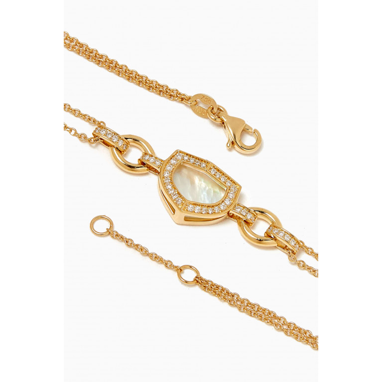 Damas - Dome Art Deco Diamond & Mother of Pearl Bracelet in 18kt Yellow Gold