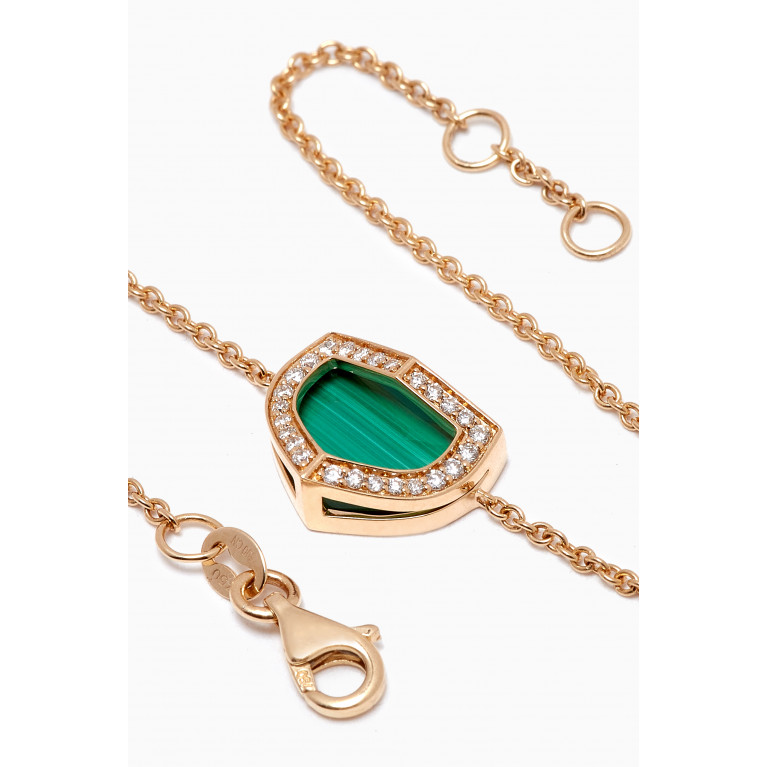 Damas - Dome Art Deco Diamond & Malachite Bracelet in 18kt Gold