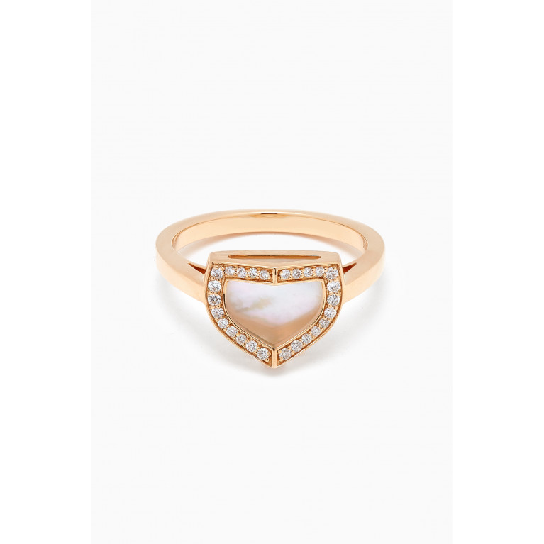 Damas - Dome Art Deco Diamond & Mother of Pearl Ring in 18kt Gold
