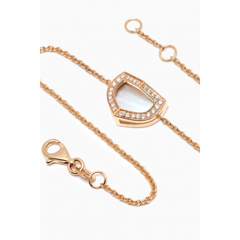 Damas - Dome Art Deco Diamond & Mother of Pearl Bracelet in 18kt Gold