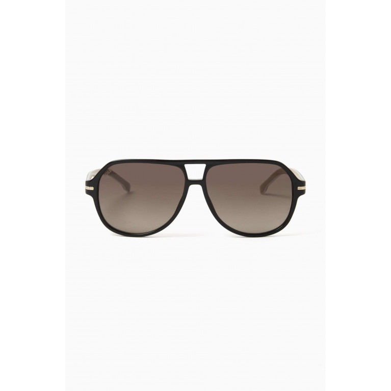 Boss - Square Sunglasses in Acetate Black
