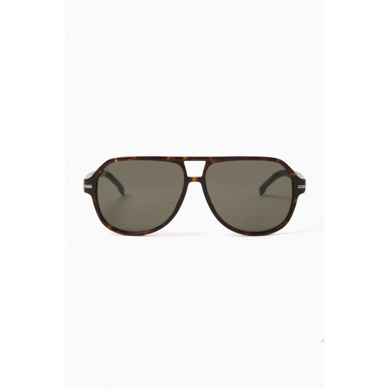 Boss - Square Sunglasses in Acetate Brown