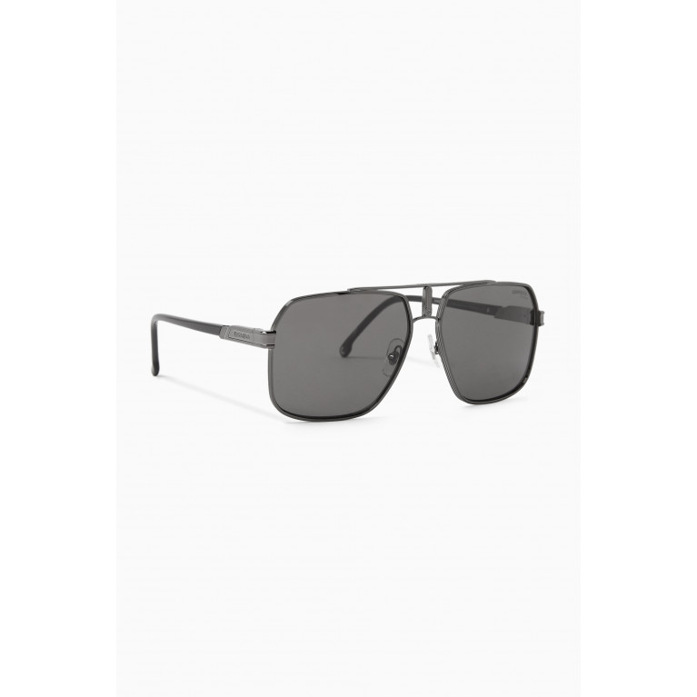 Carrera - Aviator Rectangle Sunglasses in Metal Black