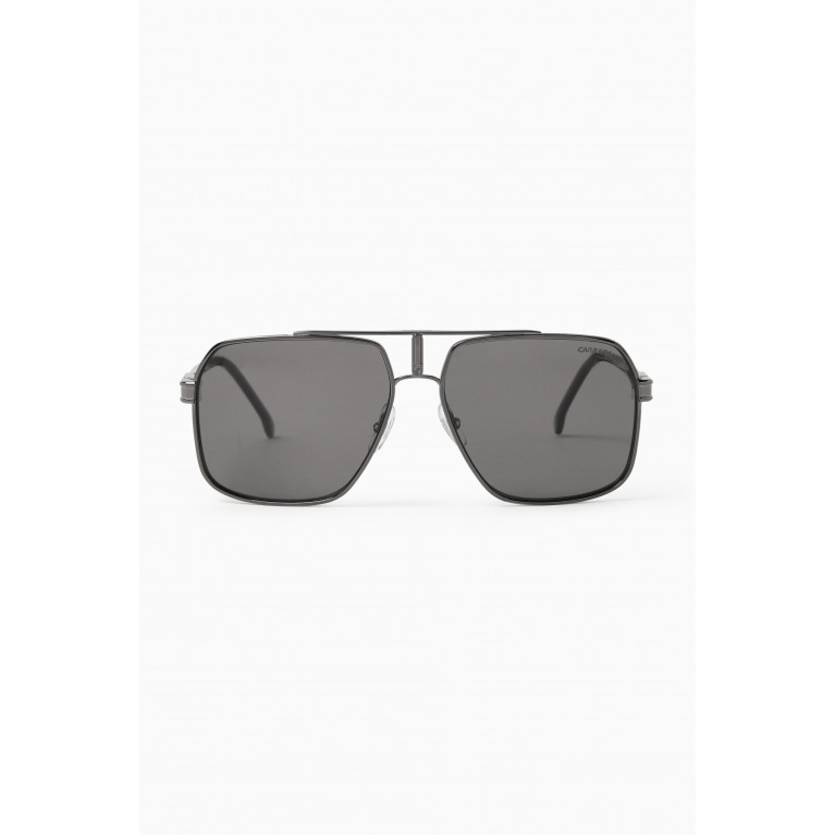 Carrera - Aviator Rectangle Sunglasses in Metal Black