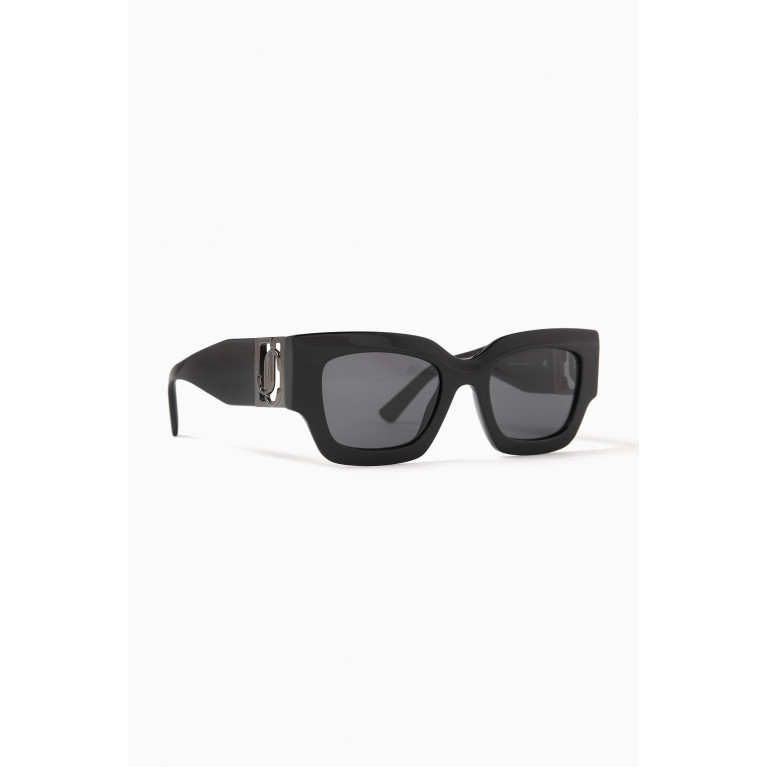 Jimmy Choo - Nena Rectangular Frame Sunglasses in Acetate Black