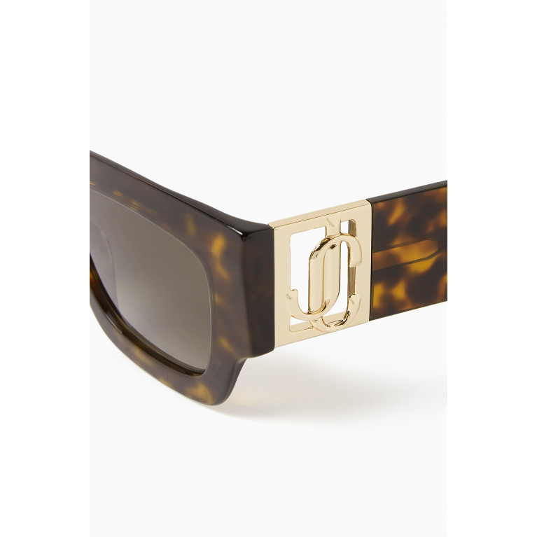 Jimmy Choo - Nena Rectangular Frame Sunglasses in Acetate Brown