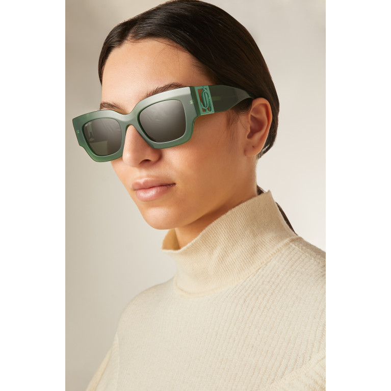 Jimmy Choo - Nena Rectangular Frame Sunglasses in Acetate Green