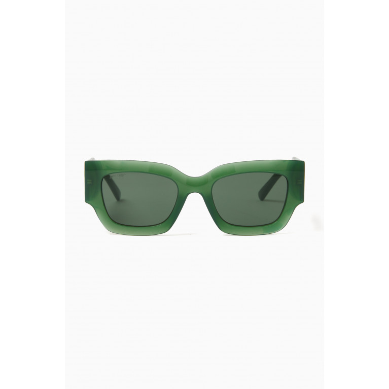 Jimmy Choo - Nena Rectangular Frame Sunglasses in Acetate Green