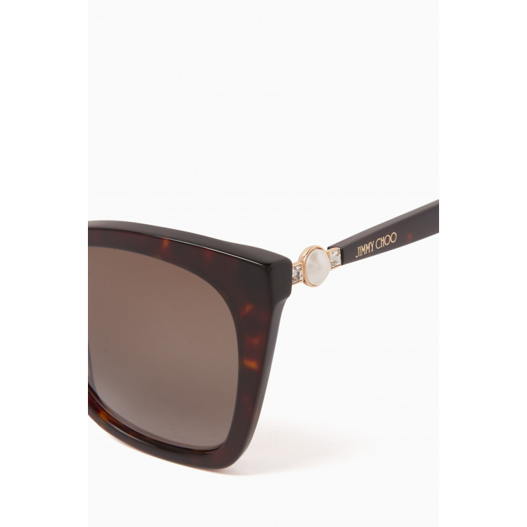 Jimmy Choo - Rua Cat-eye Frame Sunglasses in Acetate Brown