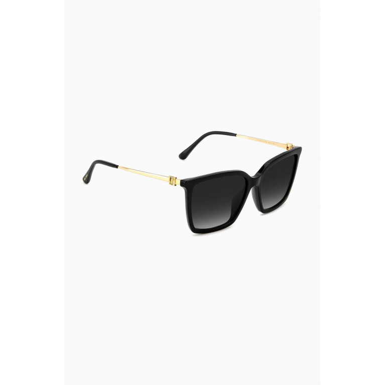 Jimmy Choo - Totta Rectangular Frame Sunglasses in Acetate Black