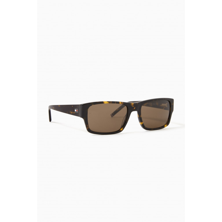 Tommy Hilfiger - Rectangular Sunglasses in Acetate Brown