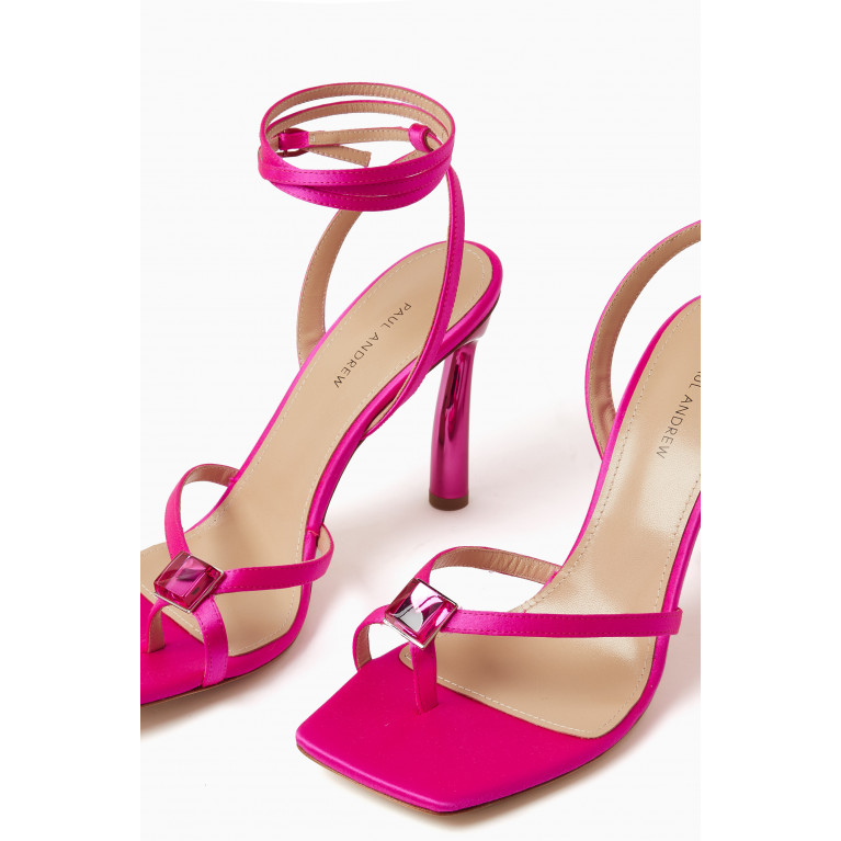 Paul Andrew - Cube 95 Lace-up Sandal in Satin Pink